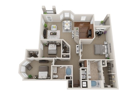 Floor plan for 3 beds, 2 baths, 1649 sqft